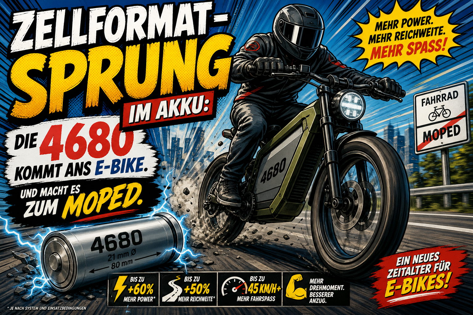 Zellformat Sprung im Akku Die 4680 kommt ans E Bike. Und macht es zum Moped. (2)
